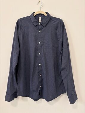 Lululemon Bonded Voyage Long Sleeve Button Down Sz L Deep Navy EUC